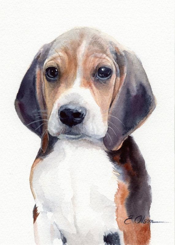 beagle watercolor painting