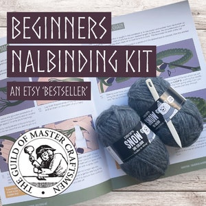 Kit Nalbinding pour débutants - Apprenez à fabriquer un bonnet au point d'Oslo avec un cahier d'exercices, une aiguille Nalbinding et de la laine