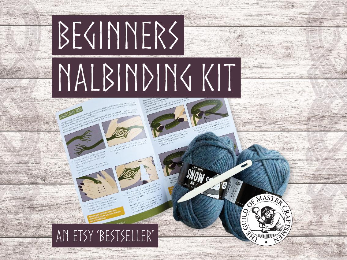 Beginners Nalbinding Kit - Learn to make an Oslo Stitch Hat with Workbook, Nalbinding Needle and Wool