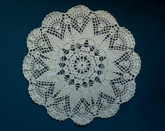 Handmade Mint Green Crochet Doily: Cotton Lace Placemat (35cm)