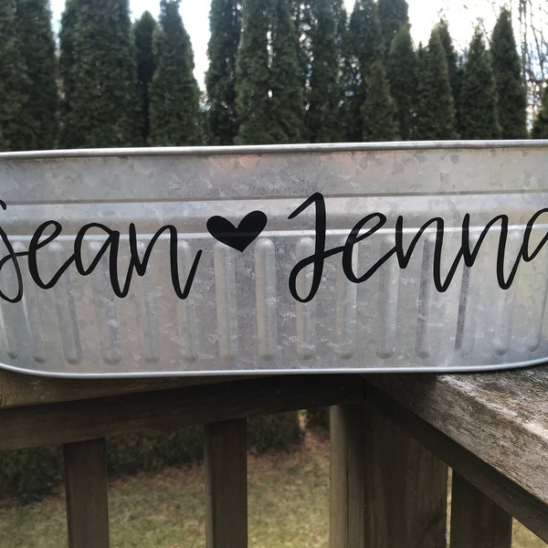 Personalized Galvanized Oval Tub ~ Farmhouse Decor ~ Engagement or Wedding Gift ~ Beverage Tub