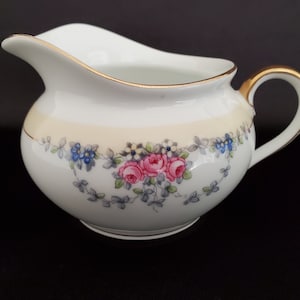 Vintage Eschenbach Bavaria Porcelain Creamer: Gilded Floral Pitcher