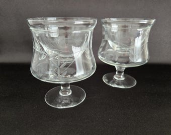 Pair of Vintage Cut Crystal Seafood Chillers with Inserts/Liners