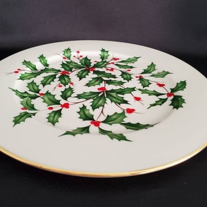 Lenox/Holiday Presidential/Special/Holly & Berries/Hold Trim/Christmas/Chop Plate/Cake Plate/11.5" Round Serving Plate
