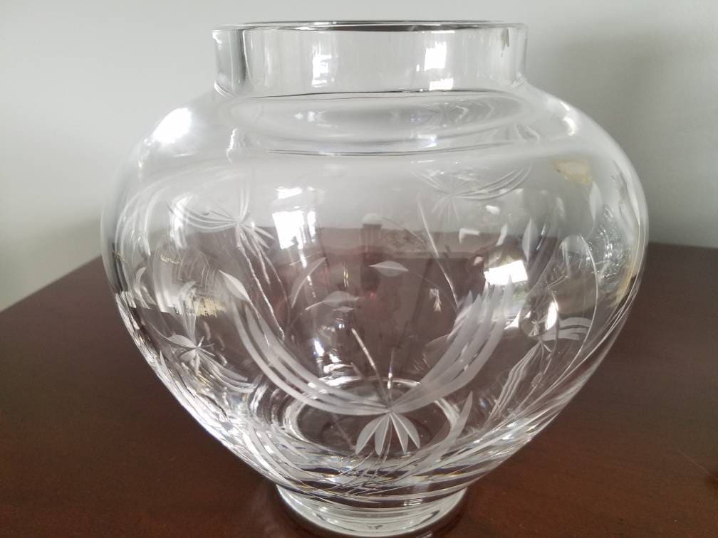 Vintage Lenox Lead Crystal Vase/cut Glass/etched/hand Etsy