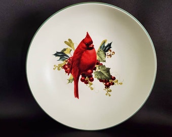 Lenox/Winter Greetings/Everyday/Cardinal/Serving Dish/Earthenware/Salad Serving Bowl/Pasta Bowl/9" Round Vegetable Bowl