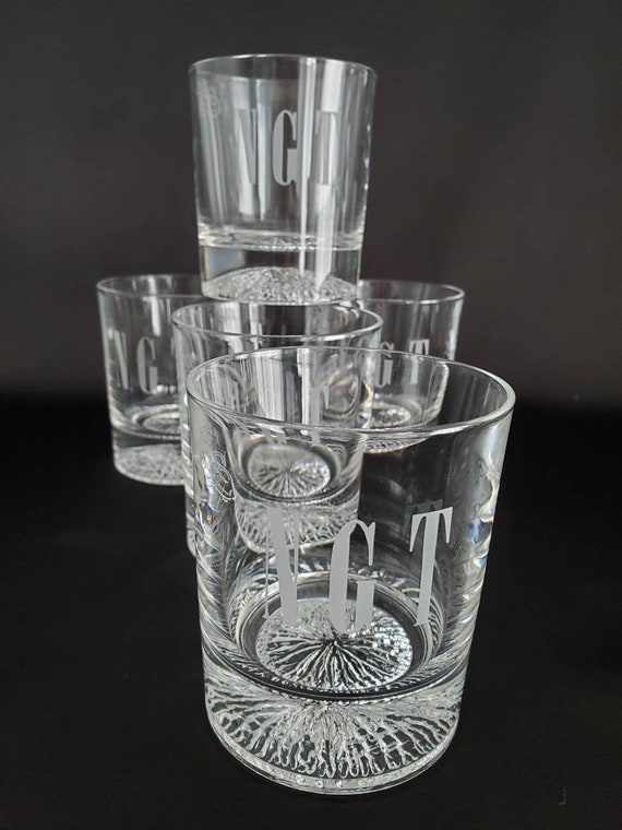 Set of 5/vintage/lead Crystal/double Old Fashioneds/barware/monogrammed  Ngt/whiskey Glasses/rocks Glasses, Set of 5 