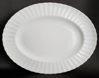 Vintage Warmstry White by Royal Worcester/Fine English Bone China/Whiteware/Meat Plate/All White Serving Platter/13" Oval Serving Platter