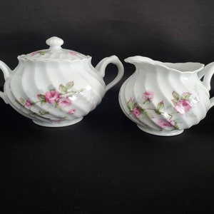 Limoges/Julia/Theodore Haviland/France/Red Back Stamp/Sugar Bowl & Creamer Set