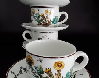 Villeroy & Boch Botanica Forget-Me-Not/8oz Cup and Saucer Sets (Service for 4)
