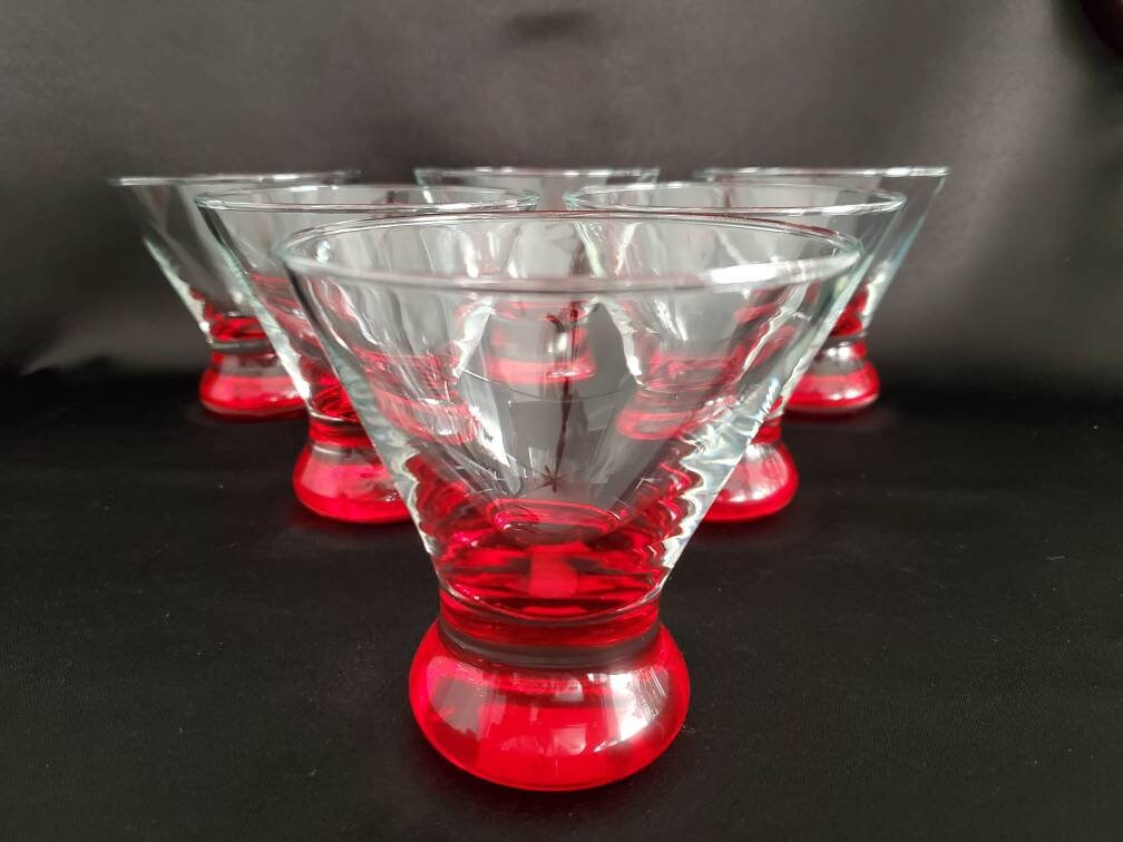 Set of 2 Dizzy Cocktail Glasses by Crate and Barrel Stemless Martini Glasses /cocktail Martini Glasses 