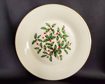 LENOX china HOLIDAY HOLLY PRESIDENTIAL pattern DINNER PLATE large decal 10-1/2" 