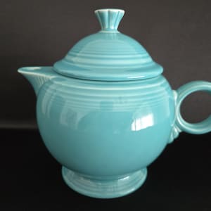Fiestaware/Homer Laughlin/USA/Turquoise/Vintage 1990&#39;s/Footed Teapot/5-Cup Teapot