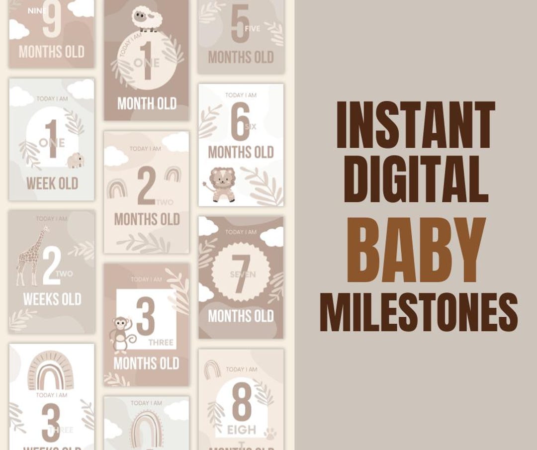 Printable Baby Milestone Cards | Neutral | Digital Download | Newborn ...