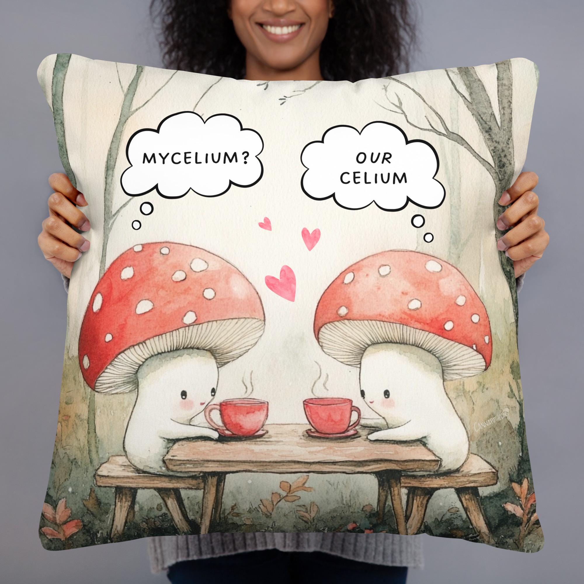 Mycelium Our Celium - Whimsical Mushroom - Basic Pillow
