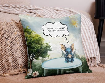 What if I&#39;m not Crazy Enough - Basic Pillow - Whimsical Bat