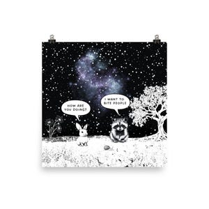 I Want To Bite People - Funny Raccoon - Museum-Quality Matte Poster - Sarcastic Funny
