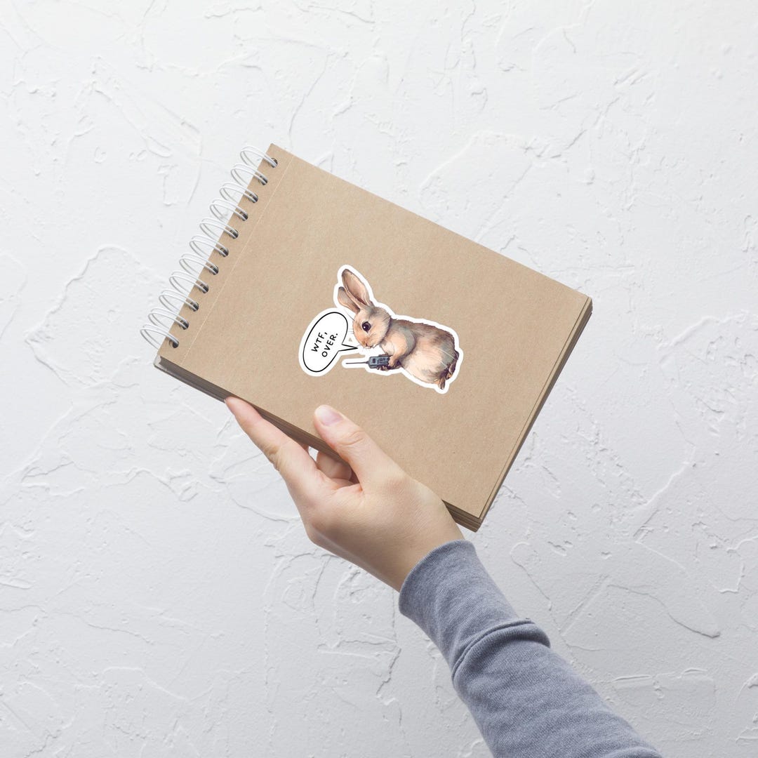 WTF Bunny Vinyl Sticker - Funny Rabbit With Walkie Talkie - Etsy