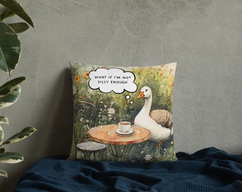 Silly Goose Throw Pillow: Snarky Original Art
