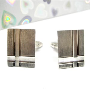 VINTAGE SILVER CUFF Links rectangle shape