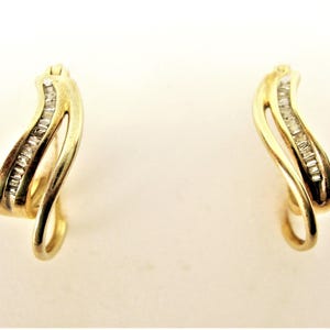 Vermeil hoop earrings with zircon sterling silver and gold vintage