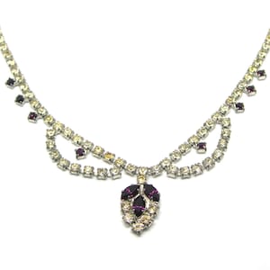 Rhinestone SPARKLING PURPLE NECKLACE vintage hen party