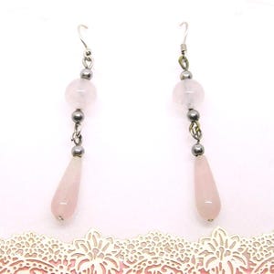 ROSE QUARTZ SILVER Earrings gift for her