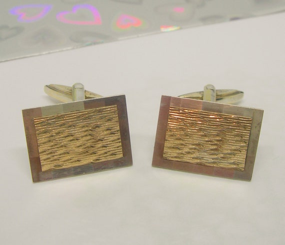 金とシルバーの長方形カフリンクス 金とシルバーの長方形カフリンクス