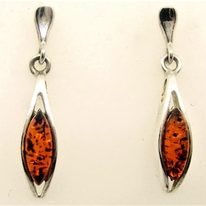 AMBER SILVER EARRINGS, vintage gift for her