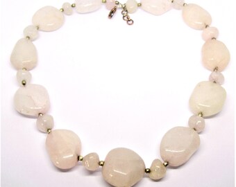 ROSE QUARTZ NECKLACE large chunky beads vintage Gift for her