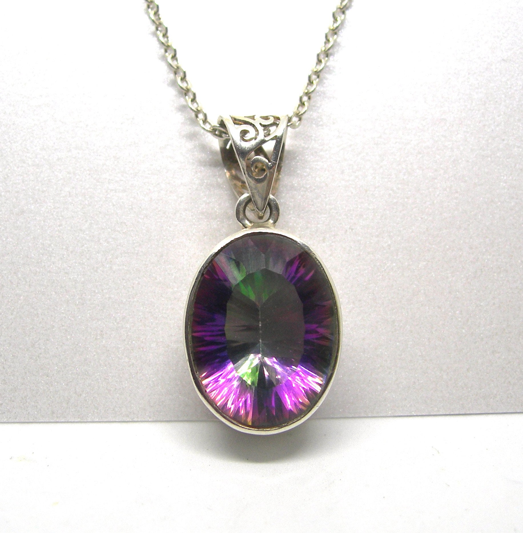 Sterling Silver Pendant Mystique Quartz Violet Etsy