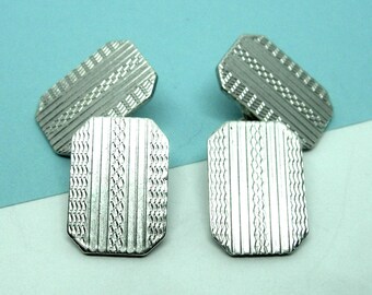GEMELOS DE PLATA Vintage Art Decó, regalo vintage para él