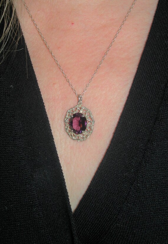 Collier Pendentif Vintage Étoiles Pierres Violette Occasion - Bijou Rétro