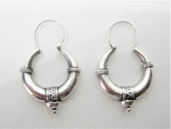 Byzantium style sterling silver hoop earrings