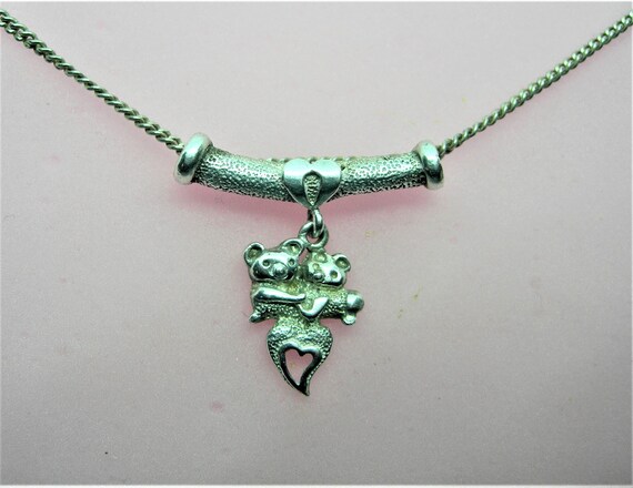 Sterling silver pendant Two little bears in love - image 7