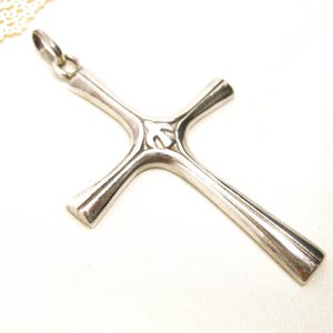 Sterling SILVER CROSS PENDANT large modernistic style vintage
