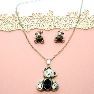 Sterling SILVER TEDY BEAR jewellery set