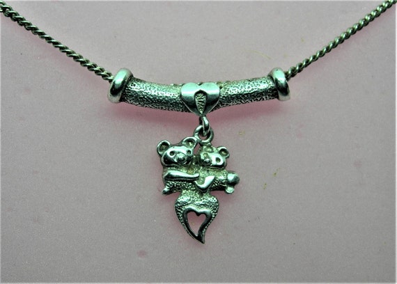 Sterling silver pendant Two little bears in love - image 8
