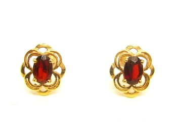 9 carat GOLDEN GARNET EARRINGS, Gift for her
