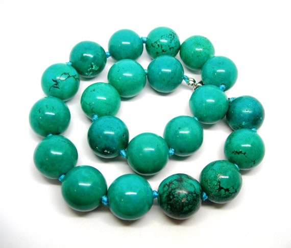 Chunky Turquoise necklace with large round beads - image 6