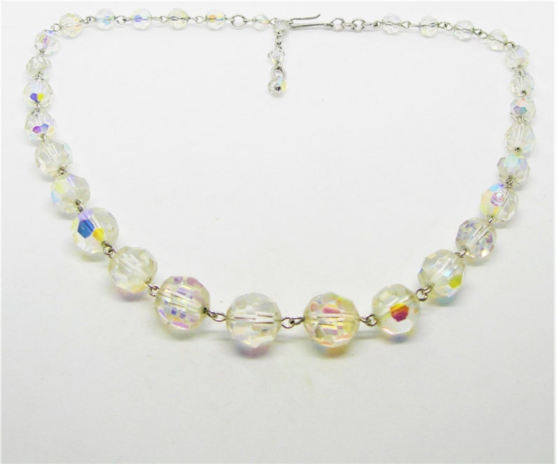 crystal necklace adjustable,wires sparkling beaded vintage Art Deco era