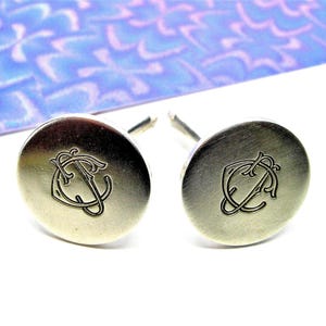 JC initials on SILVER CUFF Links Merry Christmas x