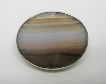 Sterling silver agate brooch vintage authentic