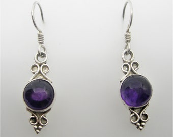 Amethyst and sterling silver vintage earrings