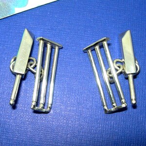 SILVER CUFF LINKS Cricket Set, vintage gift for him