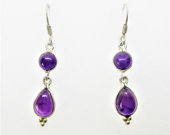 Amethyst and sterling silver earrings vintage