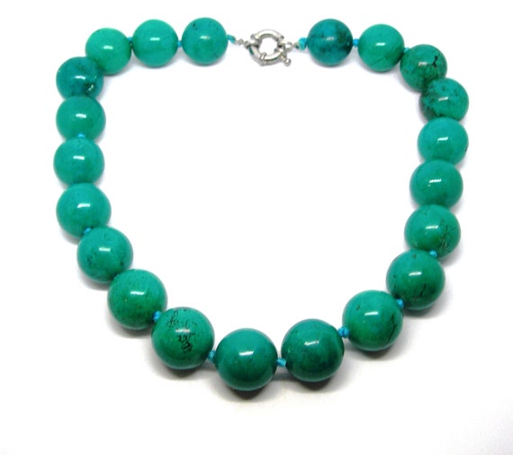 Chunky Turquoise necklace with large round beads - image 5