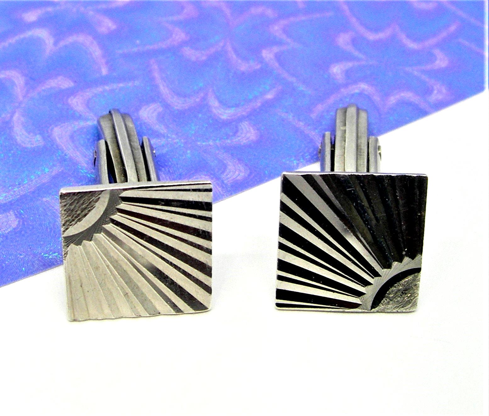 Boutons De Manchette Argent Massif – Style Art Déco – Occasion