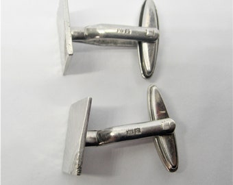 Paire De Boutons De Manchette Anciens En Argent Massif - Style Art Déco - Occasion