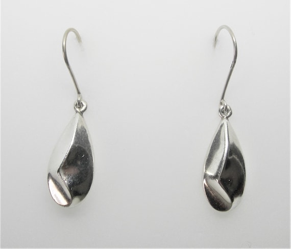 Boucles D'oreilles Anciennes Design Moderniste - Argent Massif Poinçonné, Style Géométrique